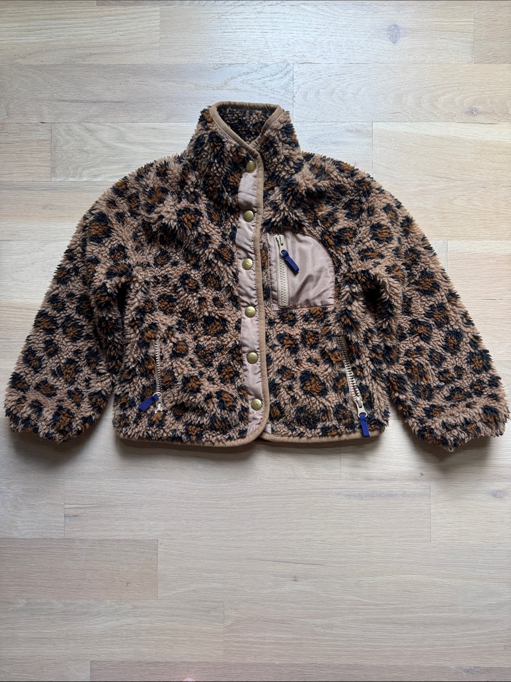 Girls’ Sherpa Jacket in Leopard Print - Size XS (4-5)